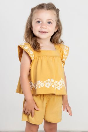 Conjunto Infantil Menina Estampado Amarelo Colorittá