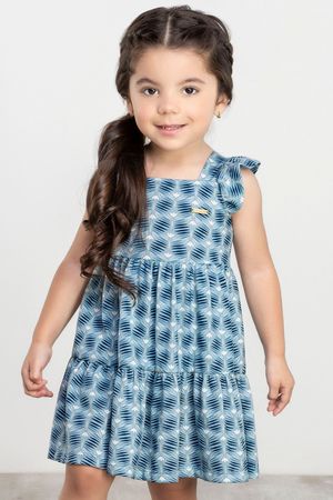 Vestido Infantil Menina em Algodão Colorittá Azul