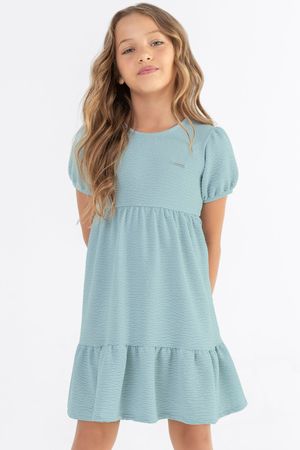 Vestido Infantil Menina com Babado Colorittá Azul