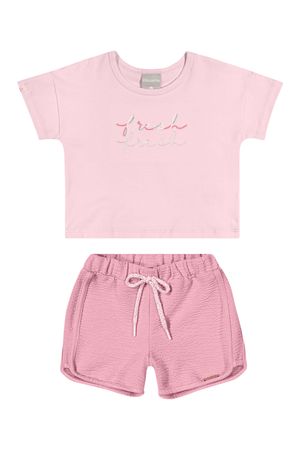 Conjunto Infantil Menina com Bordado Colorittá Rosa