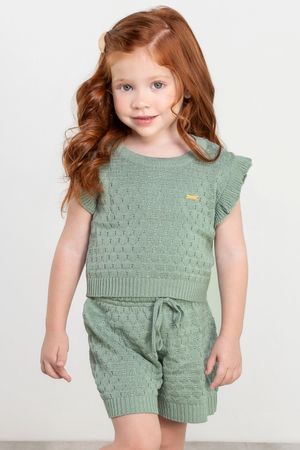 Conjunto Infantil Menina em Tricô Colorittá Verde