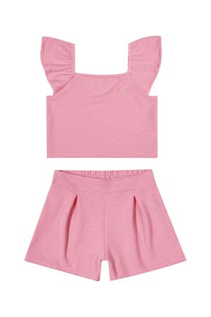 Conjunto Infantil Menina com Pregas Colorittá Rosa