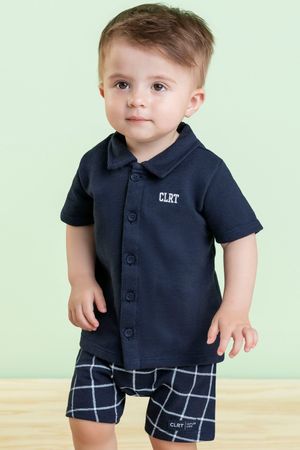 Conjunto Bebê Menino em Xadrez Colorittá Azul