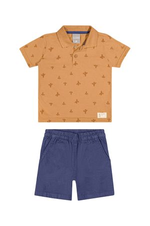 Conjunto Infantil Menino Short em Colorittá Sarja Laranja