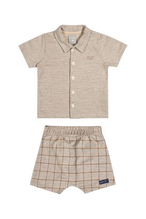 Conjunto Bebê Menino em Xadrez Colorittá Bege