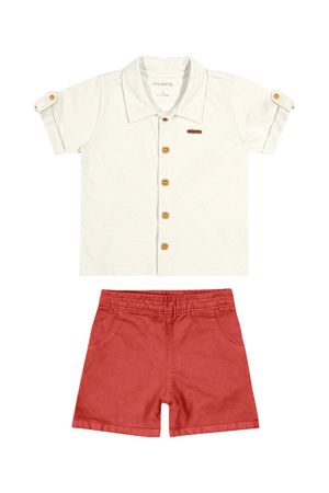 Conjunto Bebê Menino com Botões Colorittá Bege