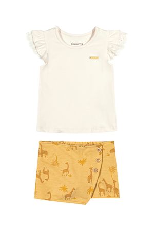 Conjunto Bebê Menina com Short Saia Colorittá Bege