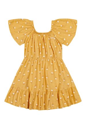Vestido Infantil Menina Franzido Colorittá Amarelo