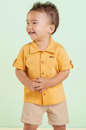 Conjunto Bebê Menino com Botões Colorittá Amarelo