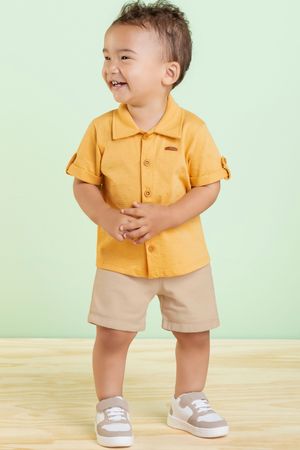 Conjunto Bebê Menino com Botões Colorittá Amarelo