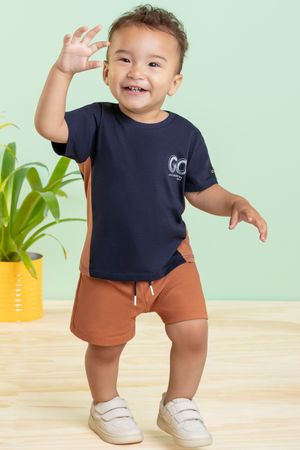 Conjunto Bebê Menino em Sarjado Colorittá Azul