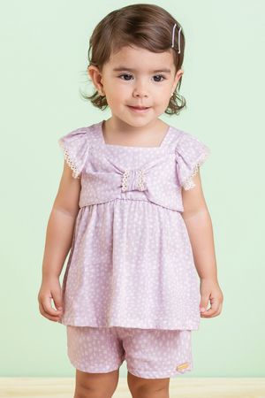Conjunto Bebê Menina com Laço Colorittá Roxo