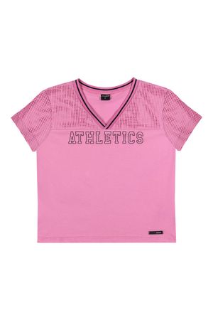 Blusa Juvenil Feminina com Destalhe em Renda Beats Rosa
