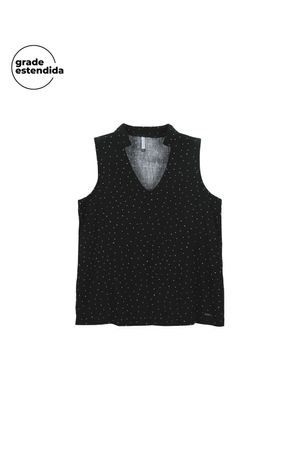 Regata Feminina Leve Estampada Marialícia Preto