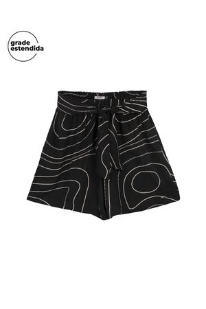Shorts Feminino Estampado Marialícia Preto