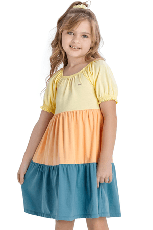 Vestido Infantil Menina Colorido Elian Amarelo