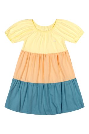 Vestido Infantil Menina Colorido Elian Amarelo