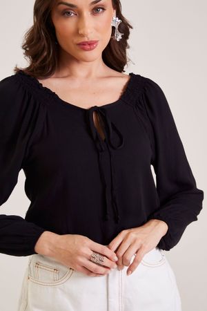 Blusa Feminina Ciganinha Marialícia  Preto