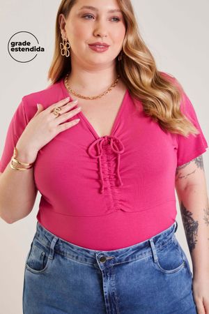 Blusa Feminina com Detalhe Drapeado Marialícia Rosa
