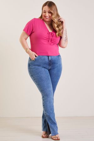 Blusa Feminina com Detalhe Drapeado Marialícia Rosa