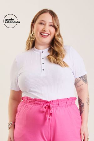 Blusa Feminina Justa Botões Marialícia Branco