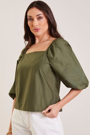 Blusa Feminina Estampa Puff Marialícia Verde