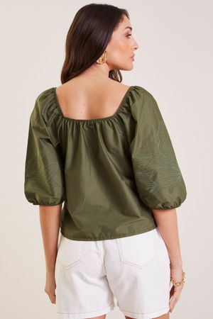 Blusa Feminina Estampa Puff Marialícia Verde