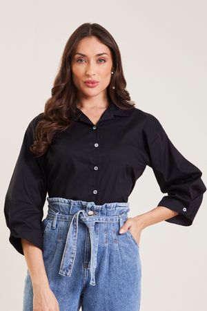 Camisa Feminina Social Marialícia Preto