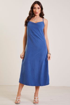 Vestido Feminino Elegante Marialícia Azul