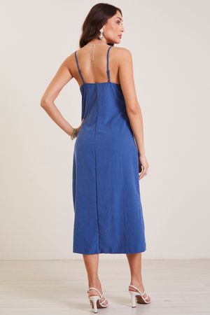 Vestido Feminino Elegante Marialícia Azul