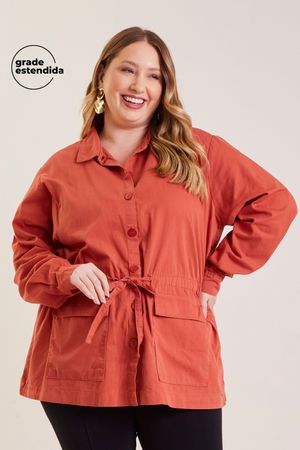 Parka Feminina com Botões Marialícia Laranja