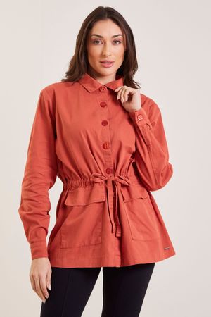 Parka Feminina com Botões Marialícia Laranja
