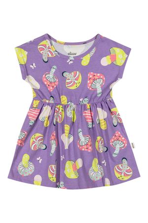 Vestido Bebê Menina Cogumelos Elian Lilás