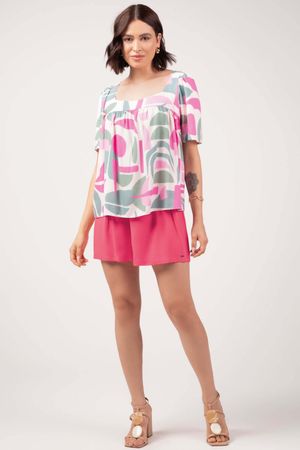 Shorts Feminino Franzido Marialícia Rosa