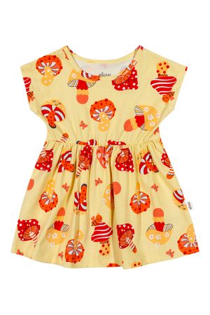 Vestido Bebê Menina Cogumelos Elian Amarelo