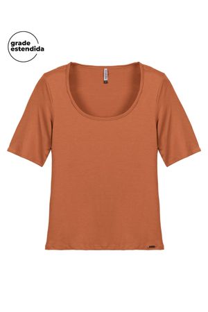 Blusa Feminina Básica Viscose Marialícia Marrom