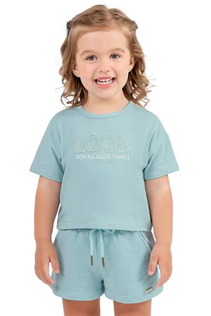 Conjunto Infantil Menina com Frase Colorittá Azul