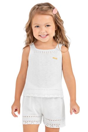 Conjunto Infantil Menina Tricô Colorittá Bege