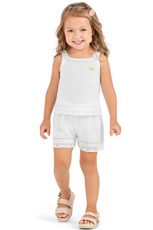 Conjunto Infantil Menina Tricô Colorittá Bege
