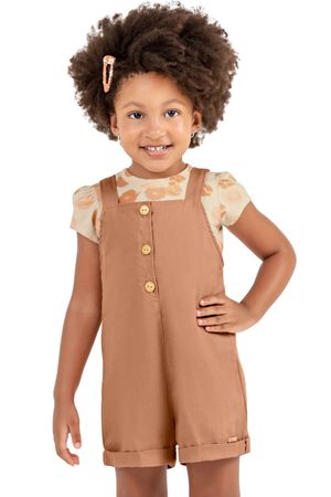 Conjunto Infantil Menina Jardineira Colorittá Bege