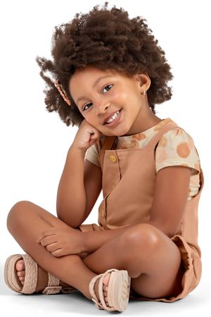 Conjunto Infantil Menina Jardineira Colorittá Bege