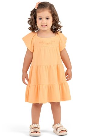 Vestido Infantil Menina Bordado Colorittá Laranja