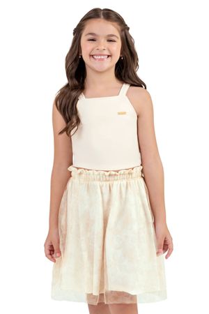 Conjunto Infantil Menina com Saia Colorittá Bege