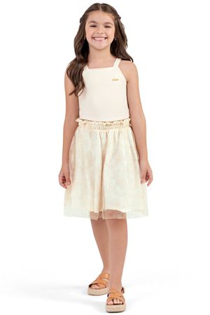 Conjunto Infantil Menina com Saia Colorittá Bege