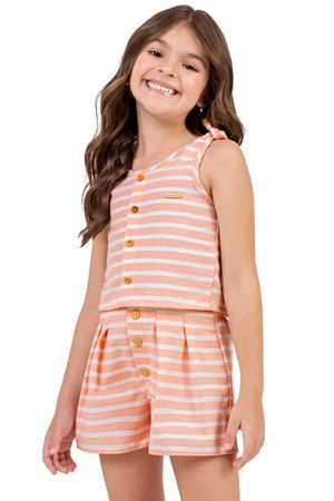 Conjunto Infantil Menina Listrado Colorittá Rosa
