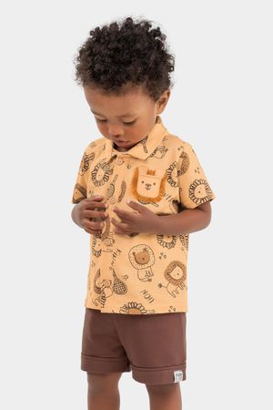 Conjunto Bebê Menino Leãozinho Elian Laranja