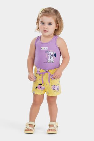 Conjunto Bebê Menina Pets Elian Lilás