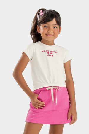 Conjunto Infantil Menina Estampado Elian Bege