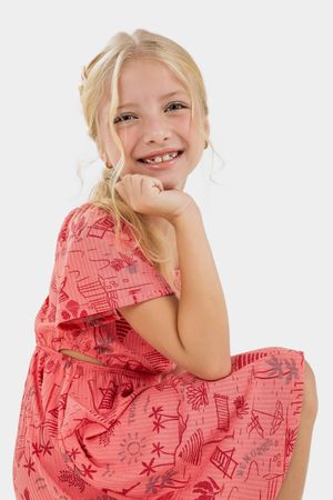 Vestido Infantil Menina Estampado Elian Rosa