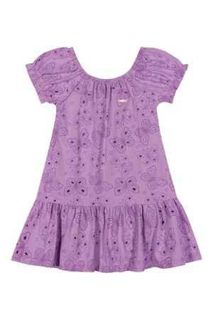 Vestido Infantil Menina Borboletas Elian Lilás